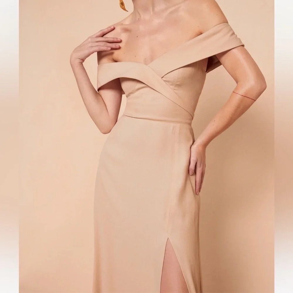 REFORMATION Redford Dress in Champagne maxi gown leg slit - Picture 2 of 14